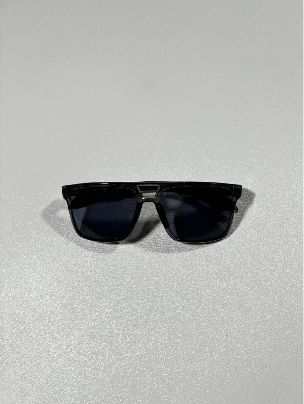 PUGS Black Flat-Top Aviator Sunglasses Retro Square Frame Unisex Shades